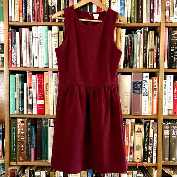 J Crew Factory Maroon Burgundy Wine Pockets Daybreak Dress, size M - Picture 1 of 8